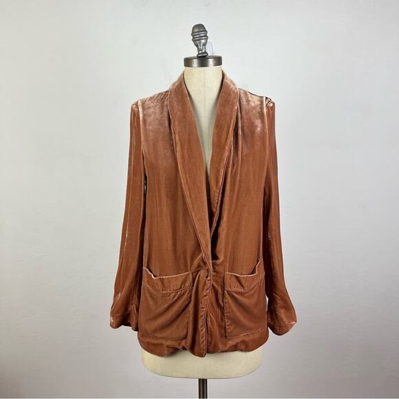 Joie Tan Velvet Blazer Jacket - Picture 1 of 8